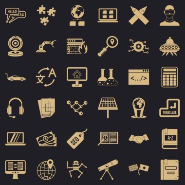 Eğitim internet simgeleri set, basit stil