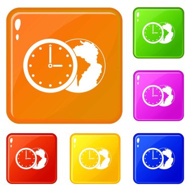 Dünya gezegeni izle simgeleri ile vektör renk ayarla