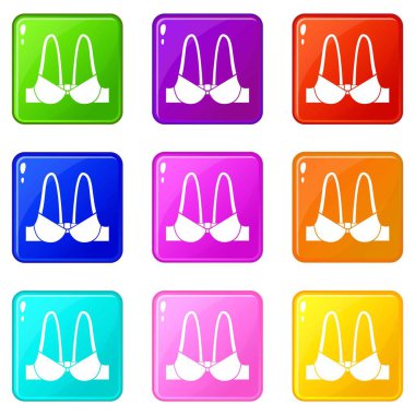 Küçük sutyen simgeler 9 renk koleksiyonu ayarla