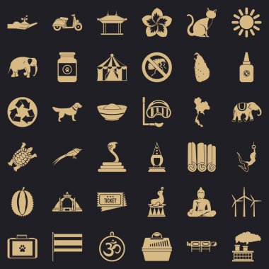 İyi fil Icons set, basit tarzı