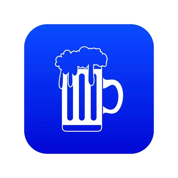 Tazza con icona birra digitale blu — Vettoriale Stock