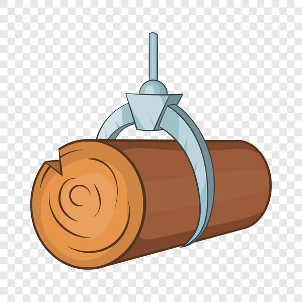 Hydraulische kraan met log pictogram, cartoon stijl — Stockvector