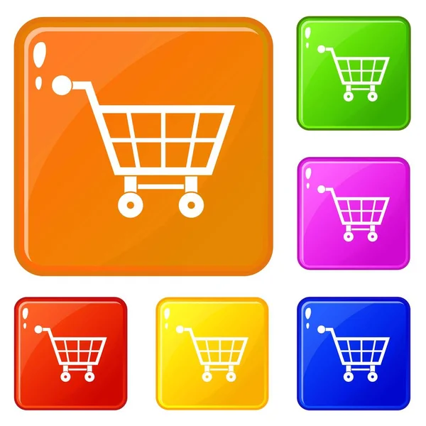 Shopping cart ikoner ange vektor färg — Stock vektor