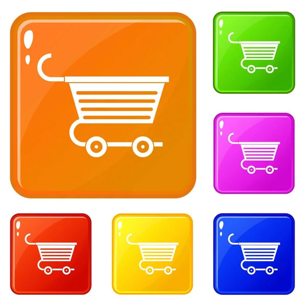 Shopping vagn ikoner som vektor färg — Stock vektor