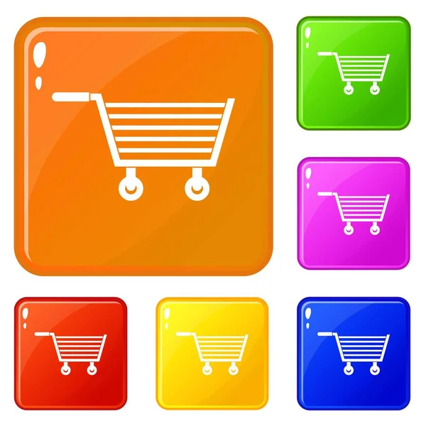Ícones de compras on-line definir cor vetorial — Vetor de Stock