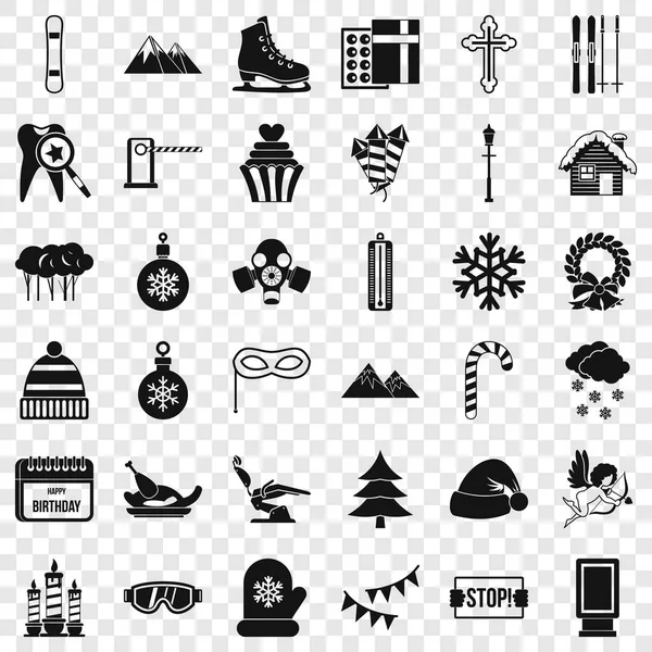 Conjunto de iconos de regalo de invierno, estilo simple — Vector de stock