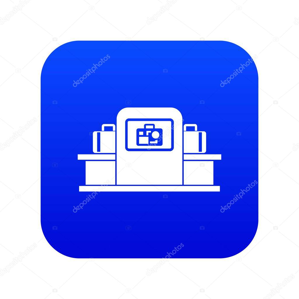 Airport baggage scanner icon digital blue