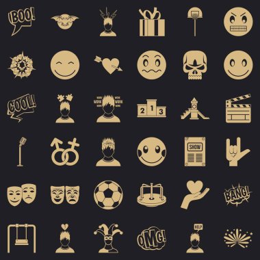 Kötü duygu Icons set, basit tarzı