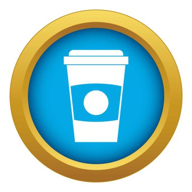 Kağıt kahve Kupası mavi simge vektör izole