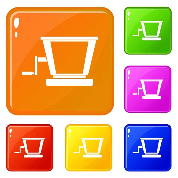 Gammal druva juicepress ikoner ange vektor färg — Stock vektor