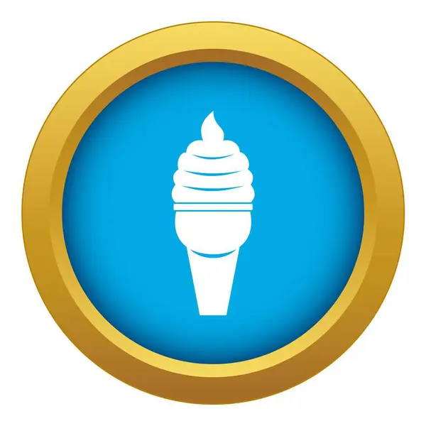 Helado en el icono de cono de gofre vector azul aislado — Vector de stock