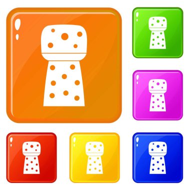 Ahşap mantar simgeler vektör renk ayarlamak