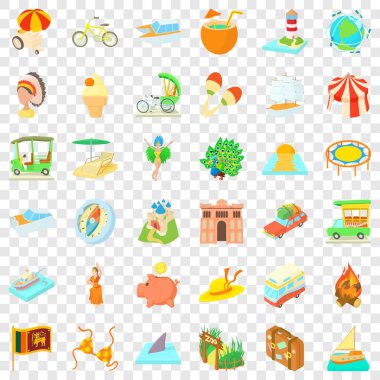 Macera Icons set, karikatür tarzı