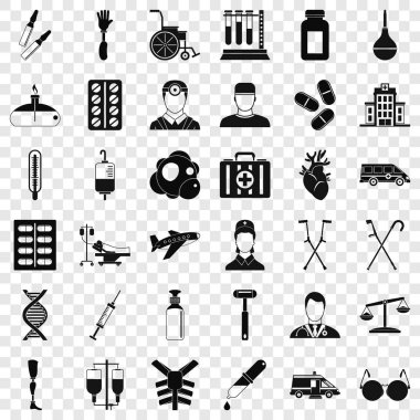 Ambulans Icons set, basit tarzı