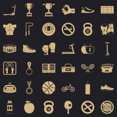 Boks adam Icons set, basit tarzı