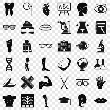 Anatomi Icons set, basit tarzı