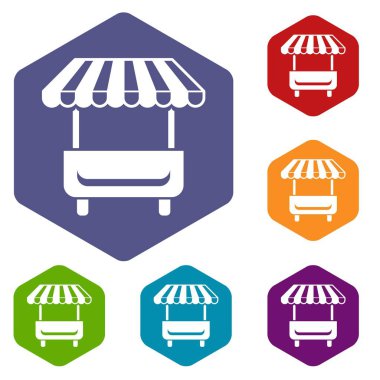 Yerel durak simgeleri vektör altı yüzlü