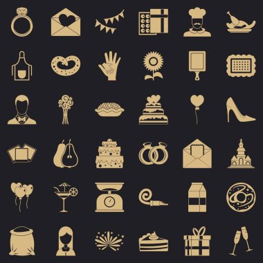 Tatlı kek Icons set, basit tarzı