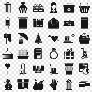 Kutusu Icons set, basit tarzı