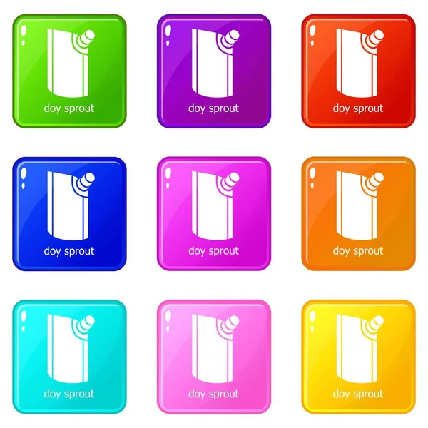 Doy pack icons set 9 color collection — ストックベクタ