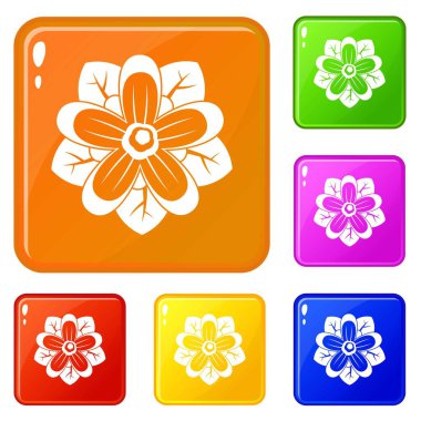 Çiçek simgeler vektör renk ayarla