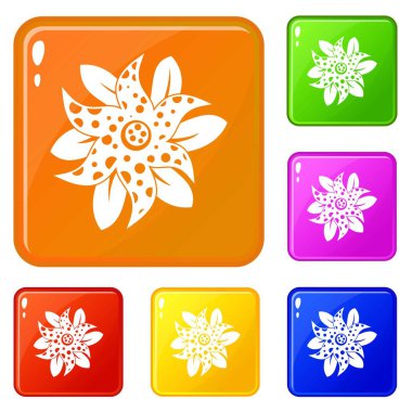 Çiçek simgeler vektör renk ayarla