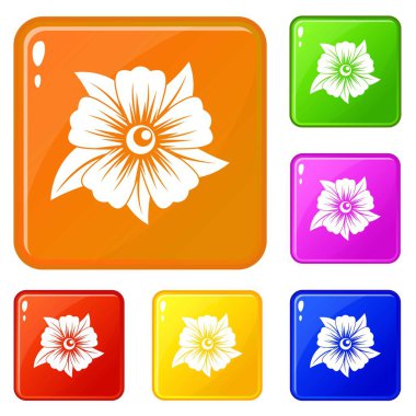 Çiçek simgeler vektör renk ayarla