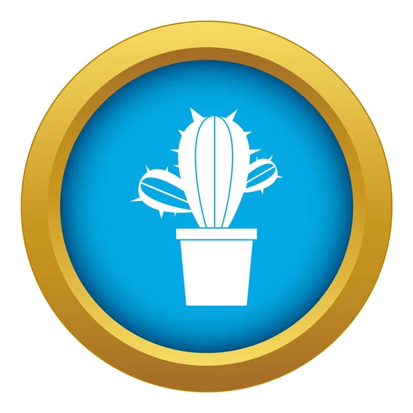 Кімнатні рослини кактуса в іконі горщика синій вектор ізольовані — стоковий вектор