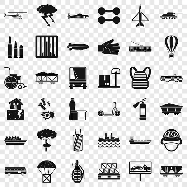 Burden icons set, simple style — Stock Vector