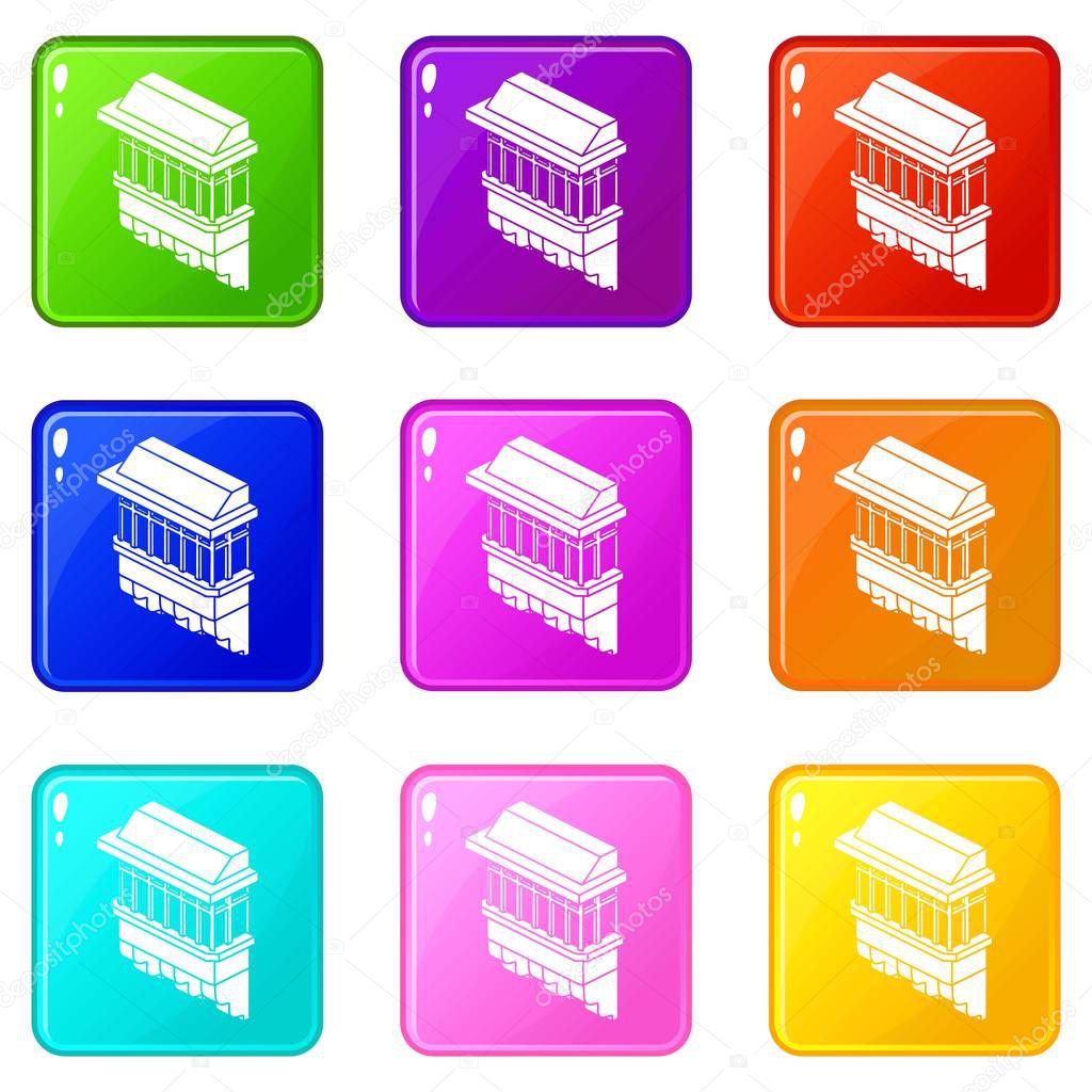 Classic balcony icons set 9 color collection