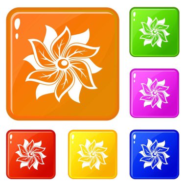 Çiçek simgeler vektör renk ayarla