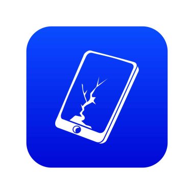 Çatlak ekran smartphone simge mavi vektör