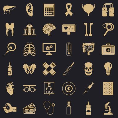Tıp Tanı Icons set, basit tarzı