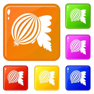 Yapraklar simgeleri ile Bektaşi üzümü vektör renk ayarlamak