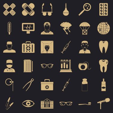 Yaşlı Doktor Icons set, basit tarzı