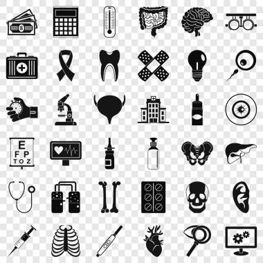 Tanılama Icons set, basit tarzı