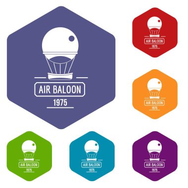 Retro hava balonu simgeler vektör altı yüzlü