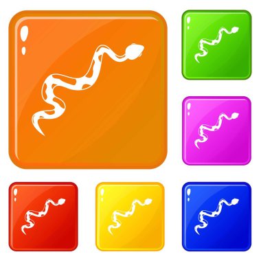 Sürünme yılan simgeler vektör renk ayarlamak