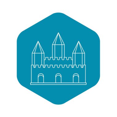 Antik kale kuleleri simgesi, anahat stili ile