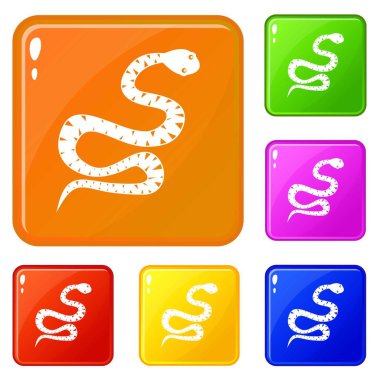 Siyah yılan kıvranma simgeler vektör renk ayarlamak