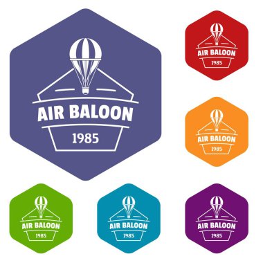 Gökyüzü hava balonu simgeler vektör altı yüzlü
