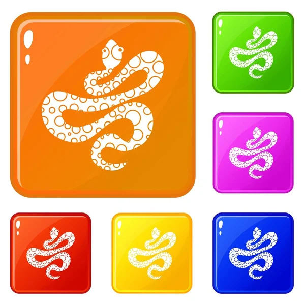 Black dotted snake icons set vector color — Stock Vector