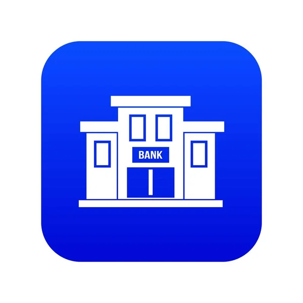 Bâtiment de la banque icône numérique bleu — Image vectorielle