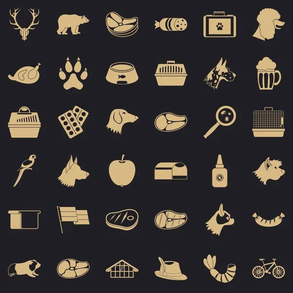 Animal Dog Icons Set, einfacher Stil — Stockvektor