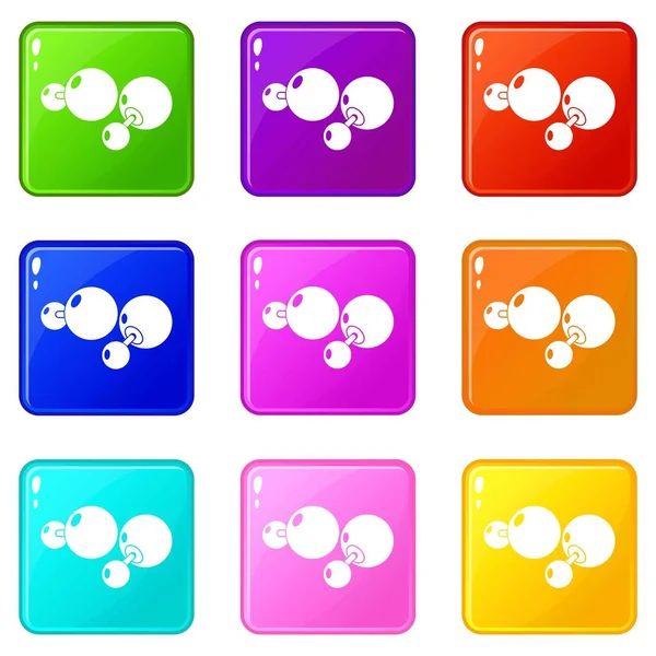 Boucles d'oreilles mode icônes ensemble 9 collection de couleurs — Image vectorielle