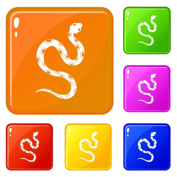 Venomous snake icons set vector color — Stock Vector