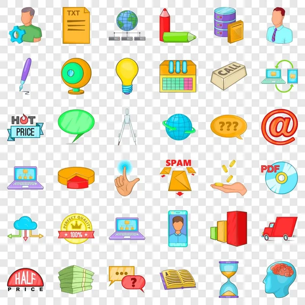 Conjunto de iconos de marketing digital, estilo de dibujos animados — Archivo Imágenes Vectoriales