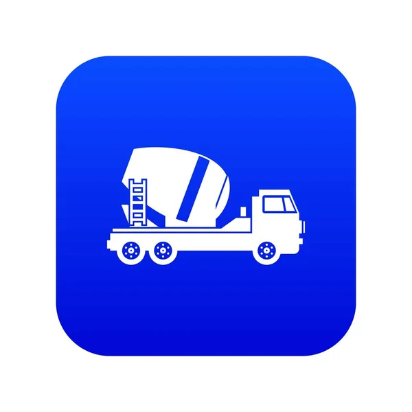 Concrete mixer truck icon digital blue — Stock Vector