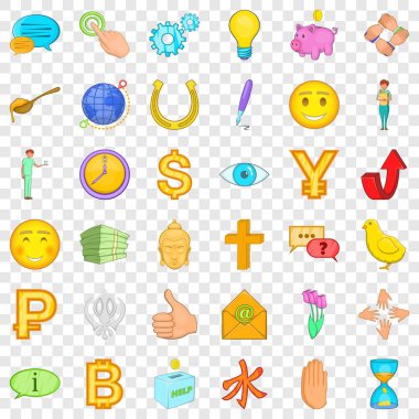 Bağış Icons set, karikatür tarzı