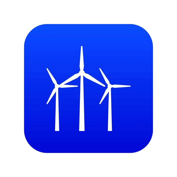 Ícone de turbinas eólicas azul digital — Vetor de Stock